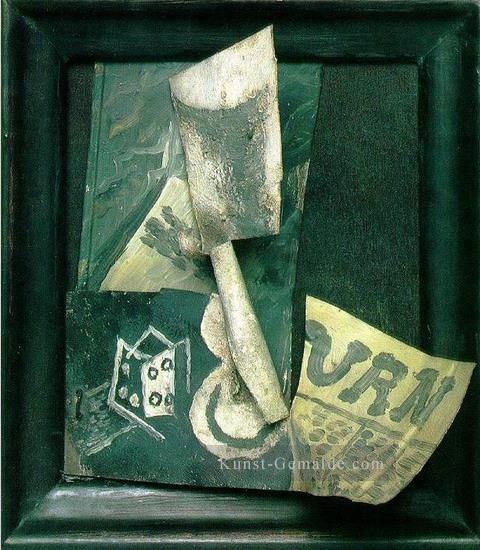 Verre et journal 1914 kubist Pablo Picasso Ölgemälde